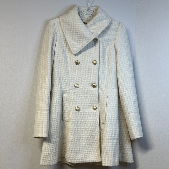 Worthington Jackets & Blazers - Worthington Cream Double-Breasted Wool Blend Pea Coat Size L